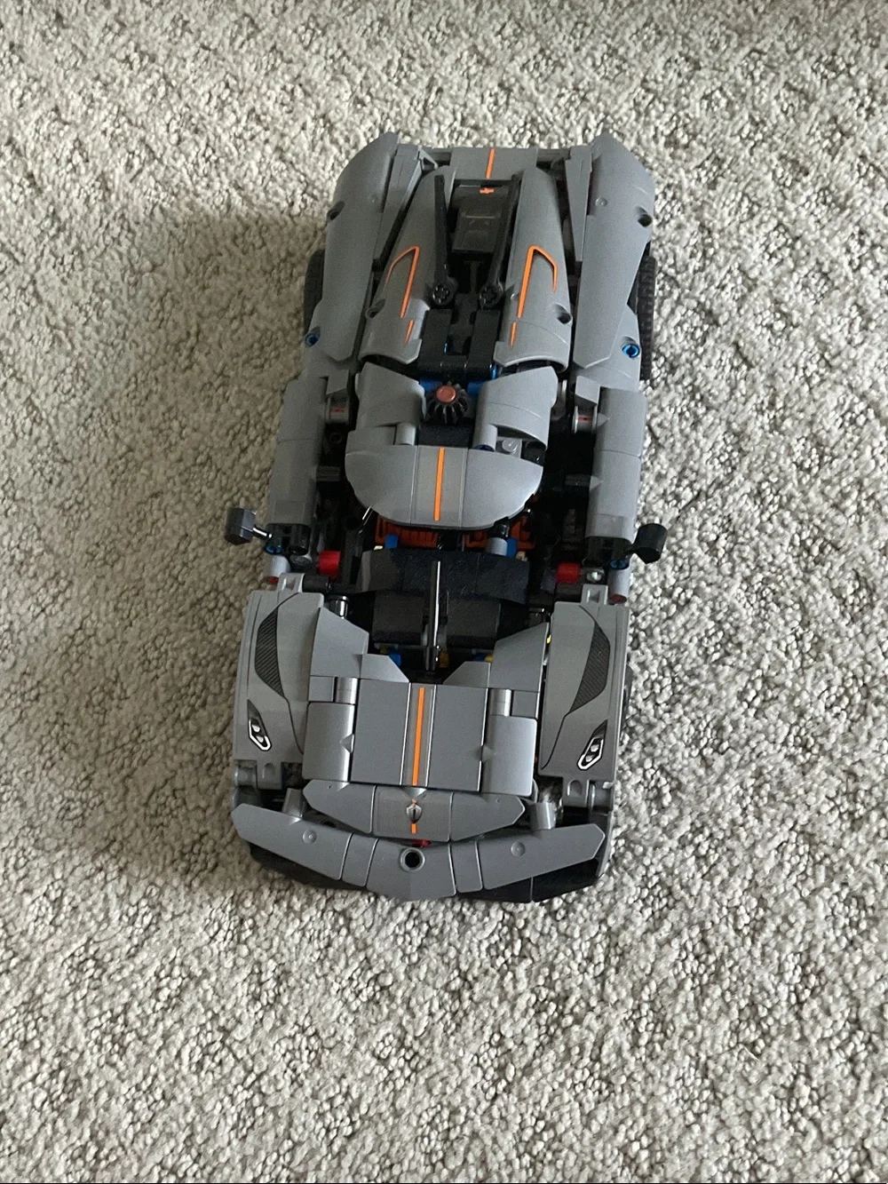 LEGO Technic Gray Sports Car with Orange Accents